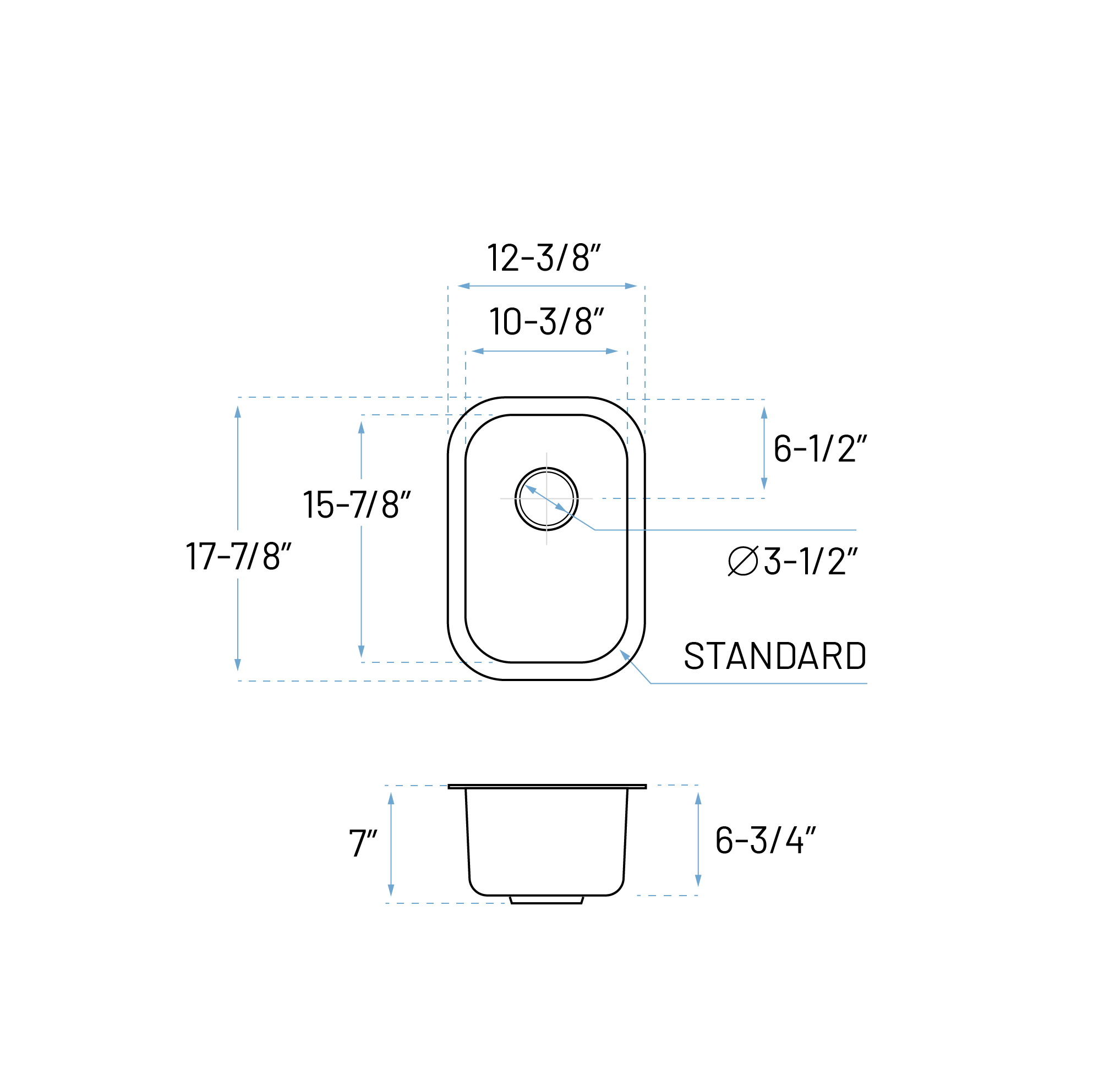 12" Undermount Stainless Steel Single Bowl Bar and RV Sink - Image 6