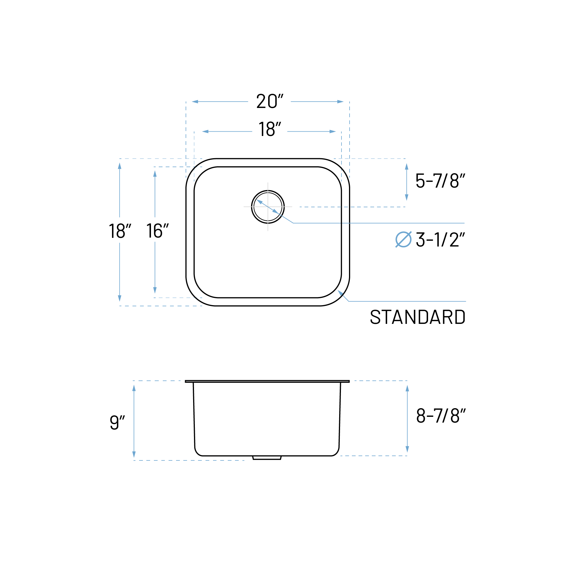 20" Compact Undermount Stainless Steel Single Bowl Kitchen Sink - Image 5