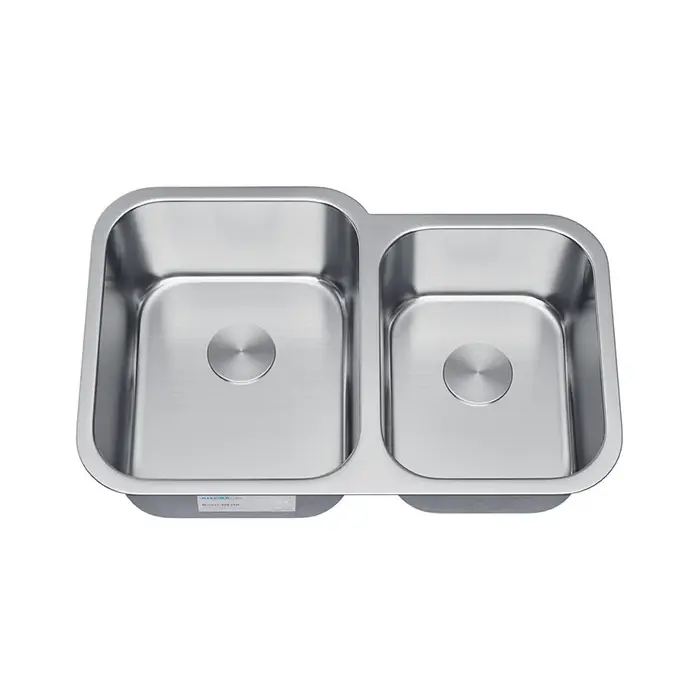32" Undermount Offset 60/40 Double Bowl Stainless Steel Kitchen Sink