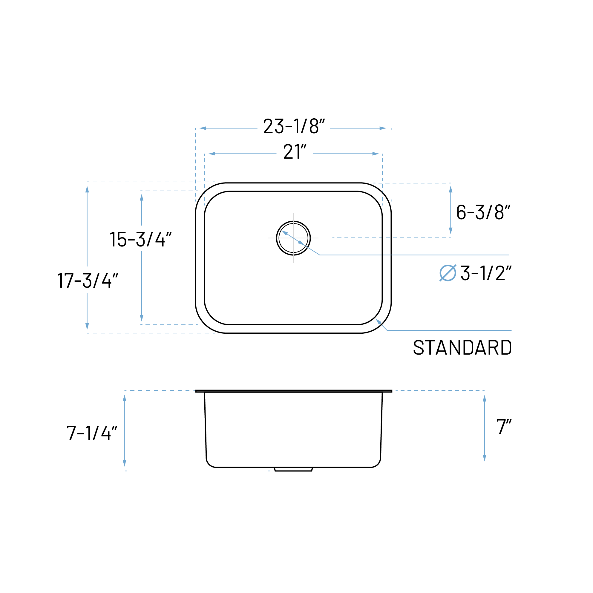 23" Undermount 7-inch Deep Stainless Steel Single Bowl Kitchen Sink - Image 6