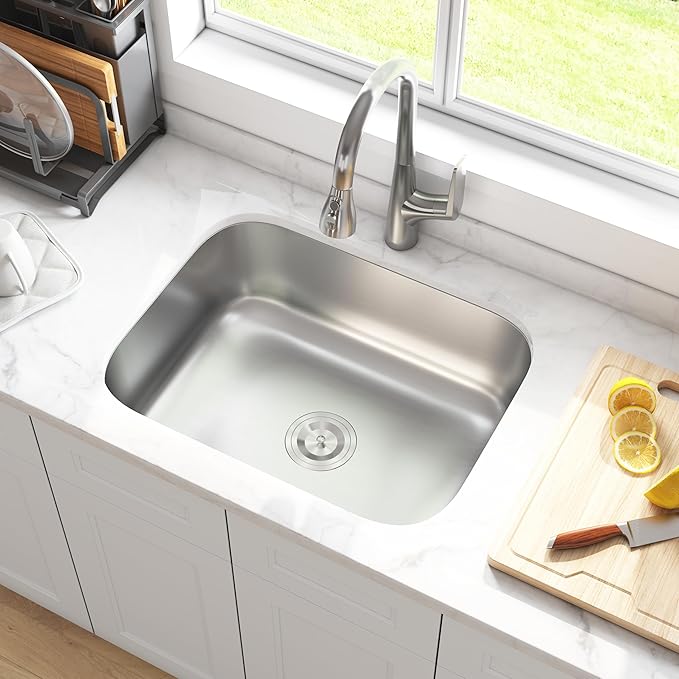 23" Undermount Stainless Steel Single Bowl Kitchen Sink - Image 4