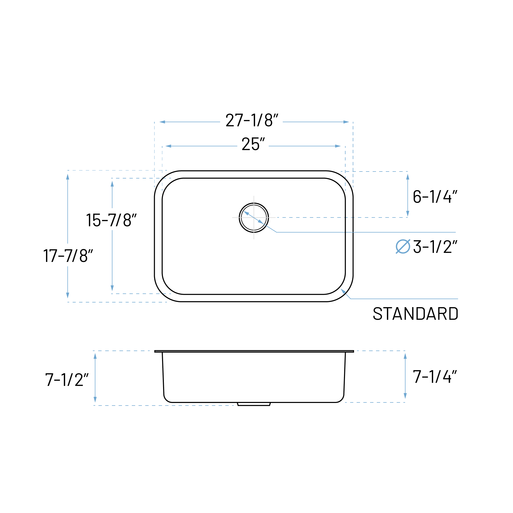 27" Undermount 7-inch Deep Stainless Steel Single Bowl Kitchen Sink - Image 5