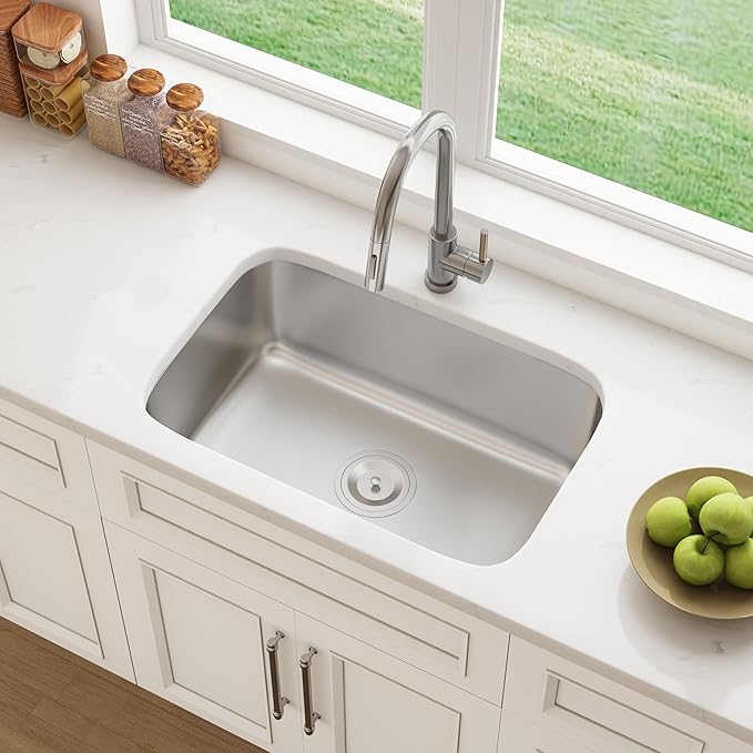 27" Undermount Stainless Steel Single Bowl Kitchen Sink - Image 3