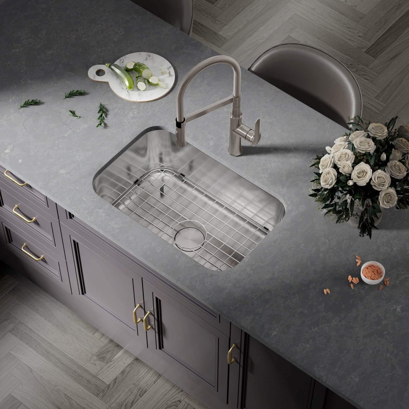 27" Undermount Stainless Steel Single Bowl Kitchen Sink - Image 6