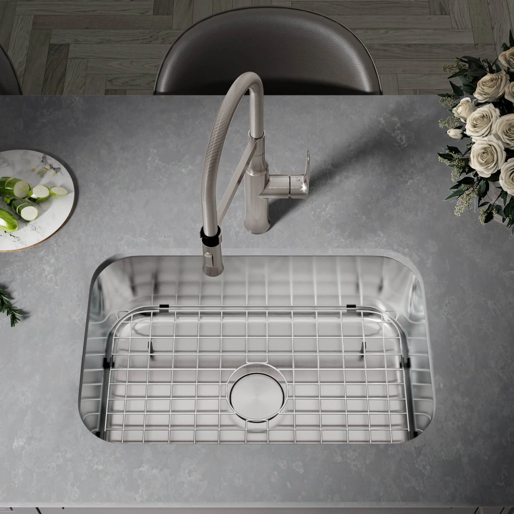 27" Undermount Stainless Steel Single Bowl Kitchen Sink - Image 7