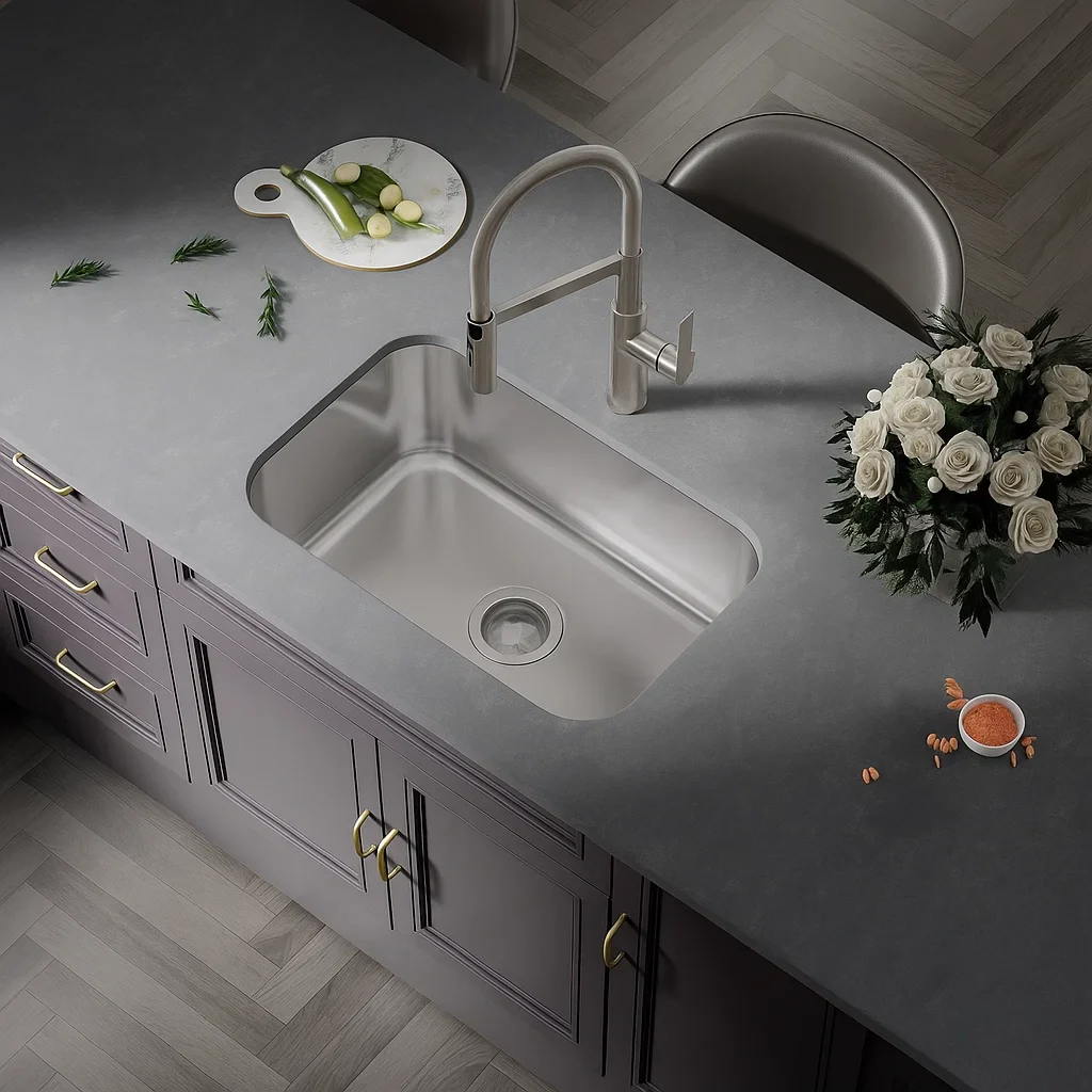 30" Undermount Shallow Stainless Steel Kitchen Sink - 7-inch Depth - Image 4