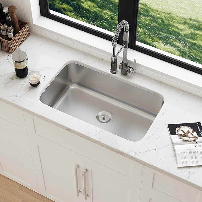 31" Large Undermount Stainless Steel Single Bowl Kitchen Sink - Image 4
