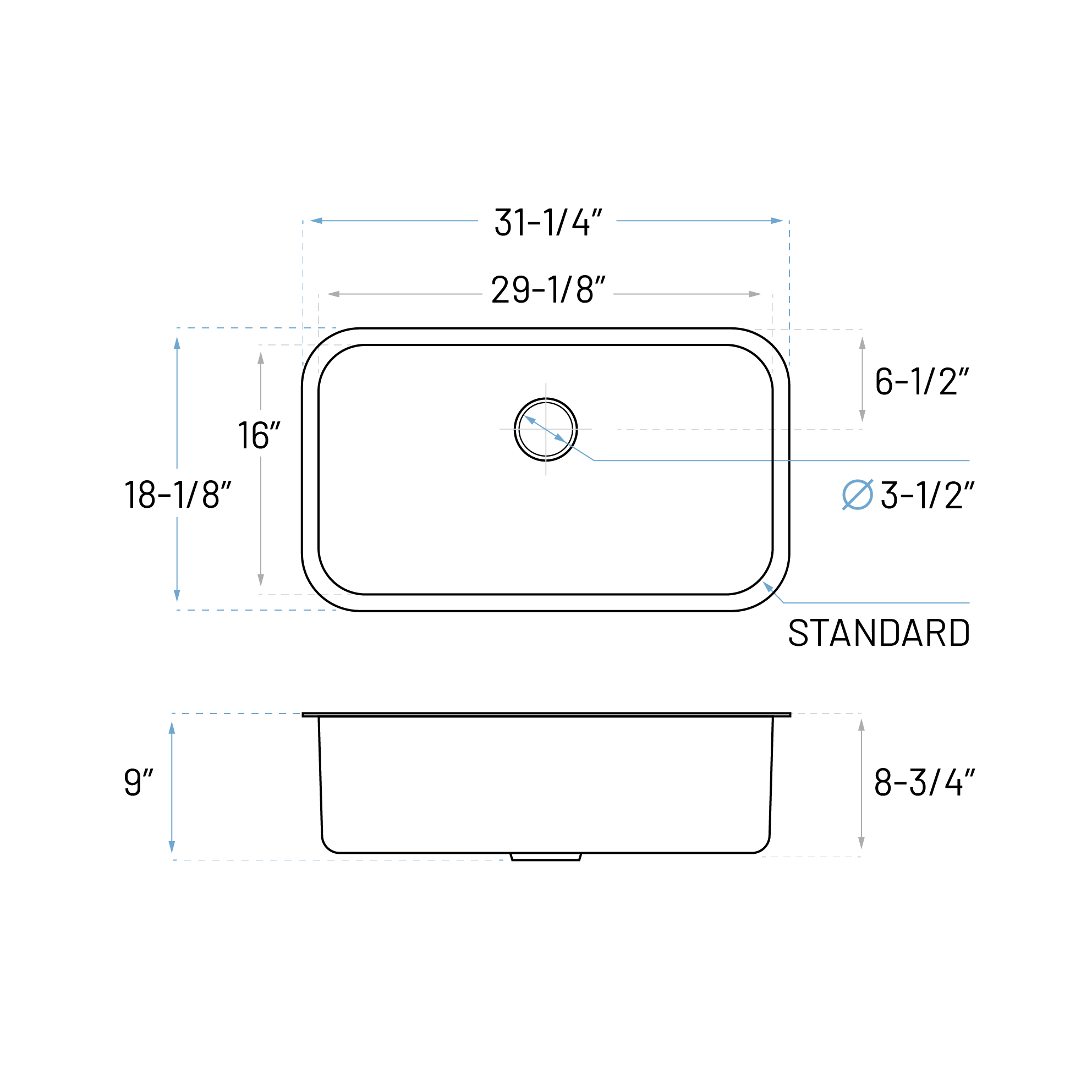 31" Large Undermount Stainless Steel Single Bowl Kitchen Sink - Image 8
