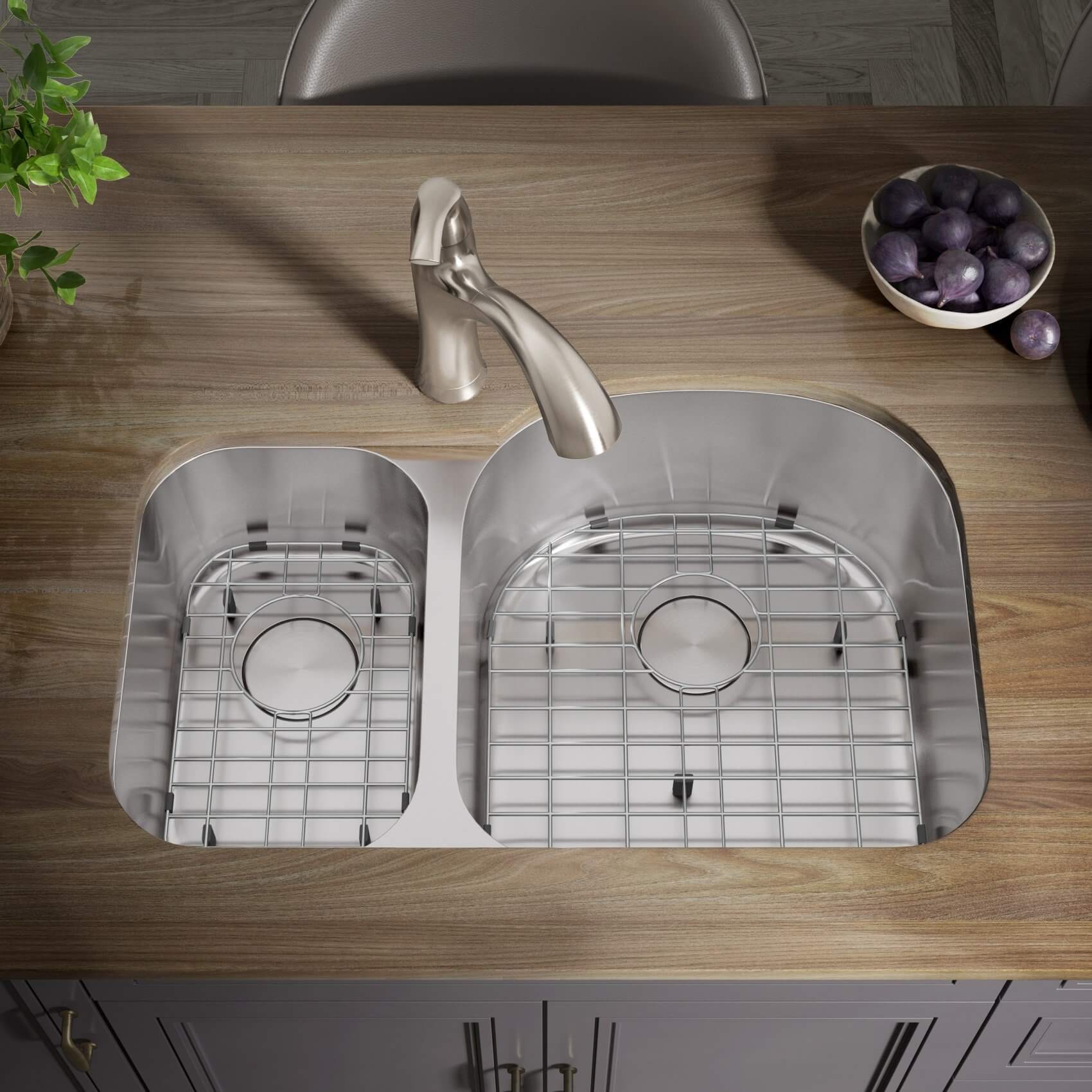 31" Undermount 30/70 Offset Double Bowl Stainless Steel Kitchen Sink - Image 4