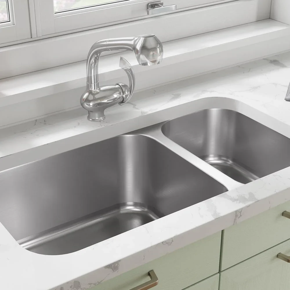 32" Undermount Reversible 80/20 Double Bowl Stainless Steel Kitchen Sink - Image 4
