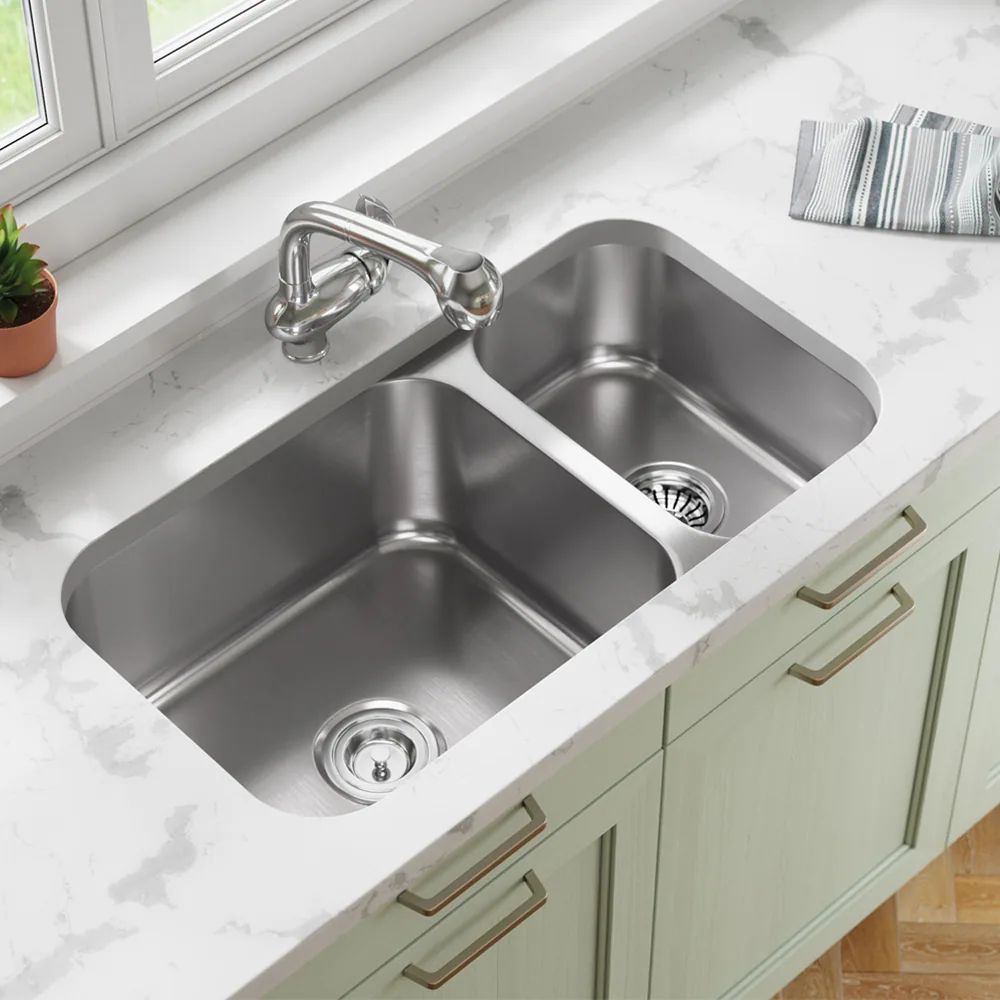 32" Undermount Reversible 80/20 Double Bowl Stainless Steel Kitchen Sink - Image 5