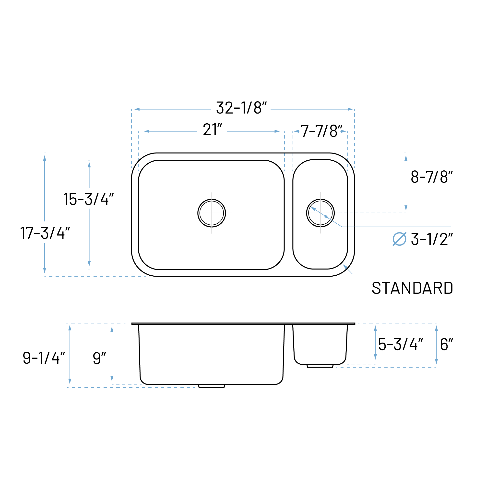 32" Undermount Reversible 80/20 Double Bowl Stainless Steel Kitchen Sink - Image 9