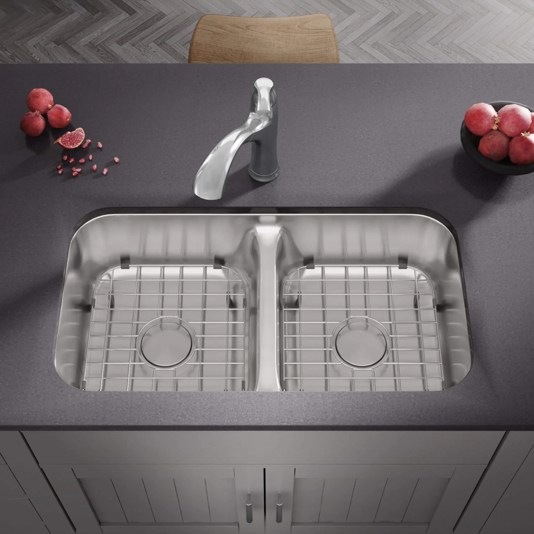 32" Undermount Low Divide 50/50 Double Bowl Stainless Steel Kitchen Sink - Image 4
