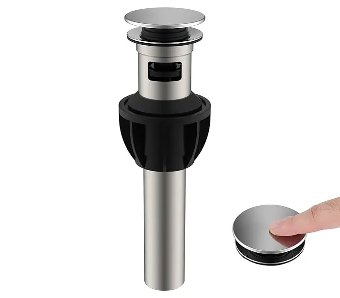 Push and Seal Stainless Steel Pop-Up Bathroom Drain Chrome