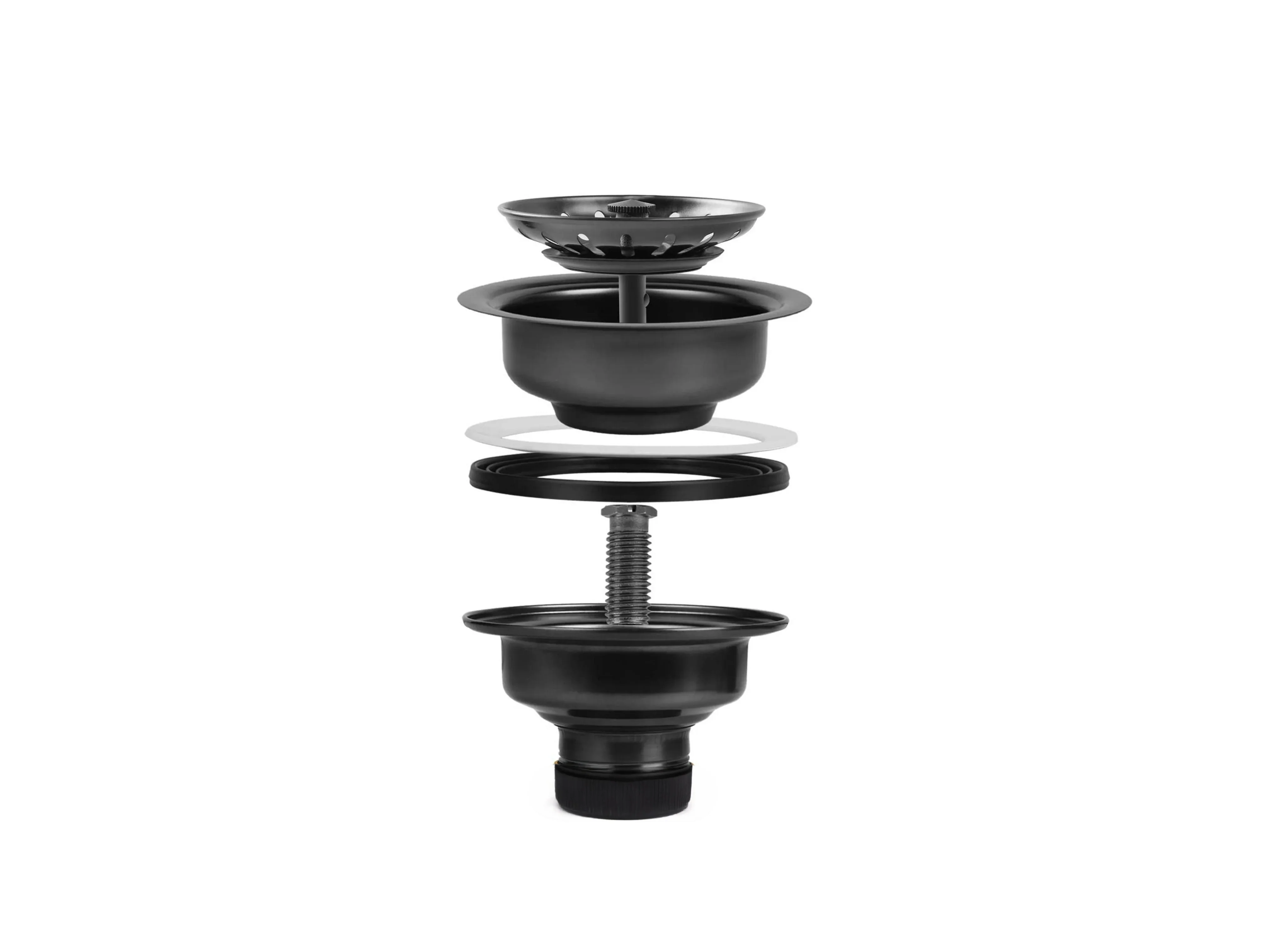 Matte Black Basket Strainer Set for 3-1/2" Drain Openings - Image 3