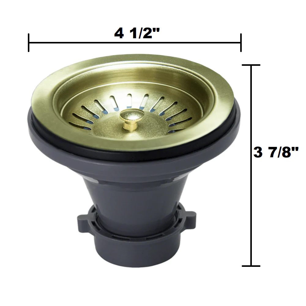 Brushed Gold Basket Strainer Set for 3-1/2" Drain Openings - Image 4