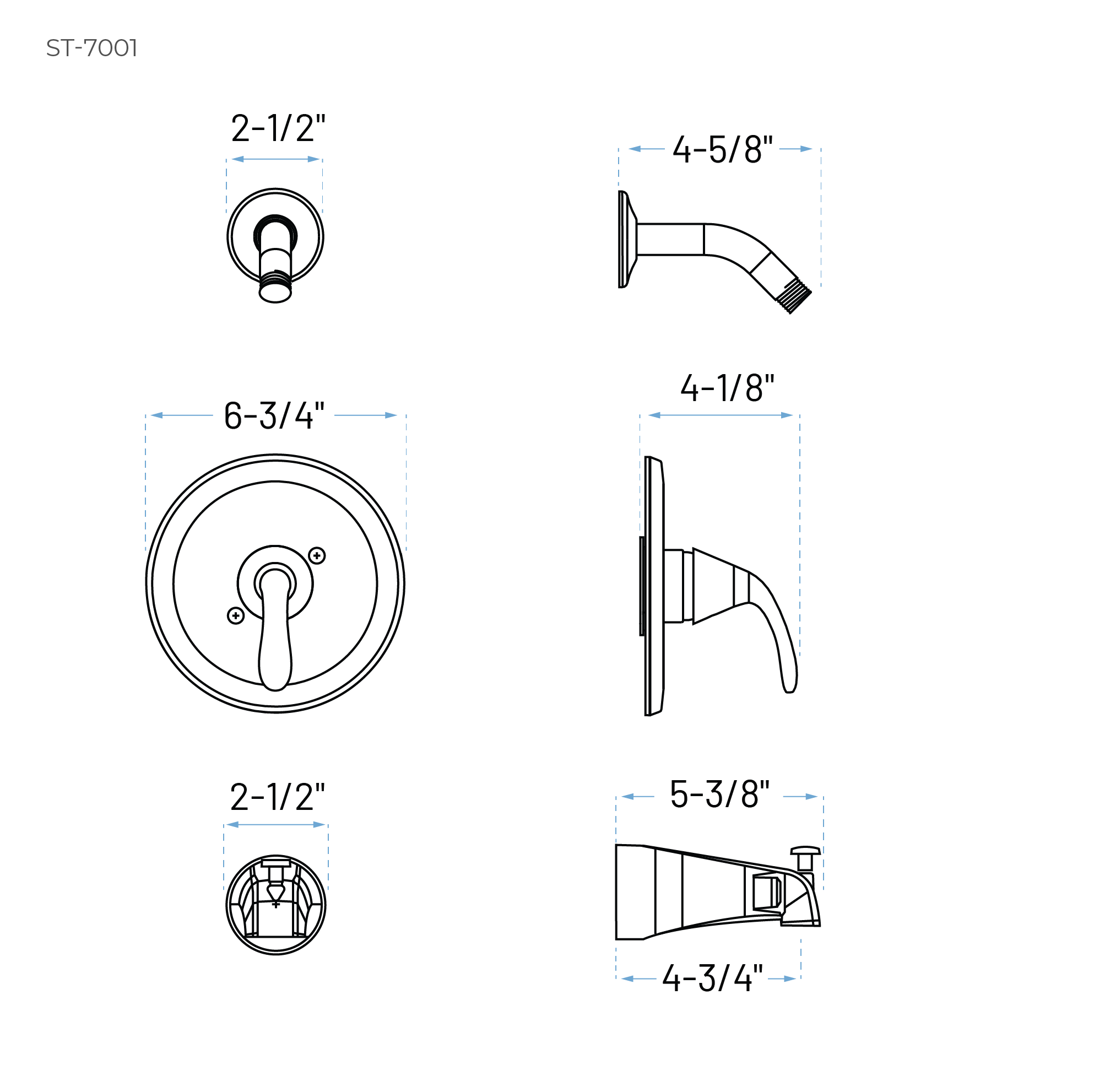 Velora Matte Black Single Handle Tub and Shower Faucet Trim Kit with Shower Head - Image 2