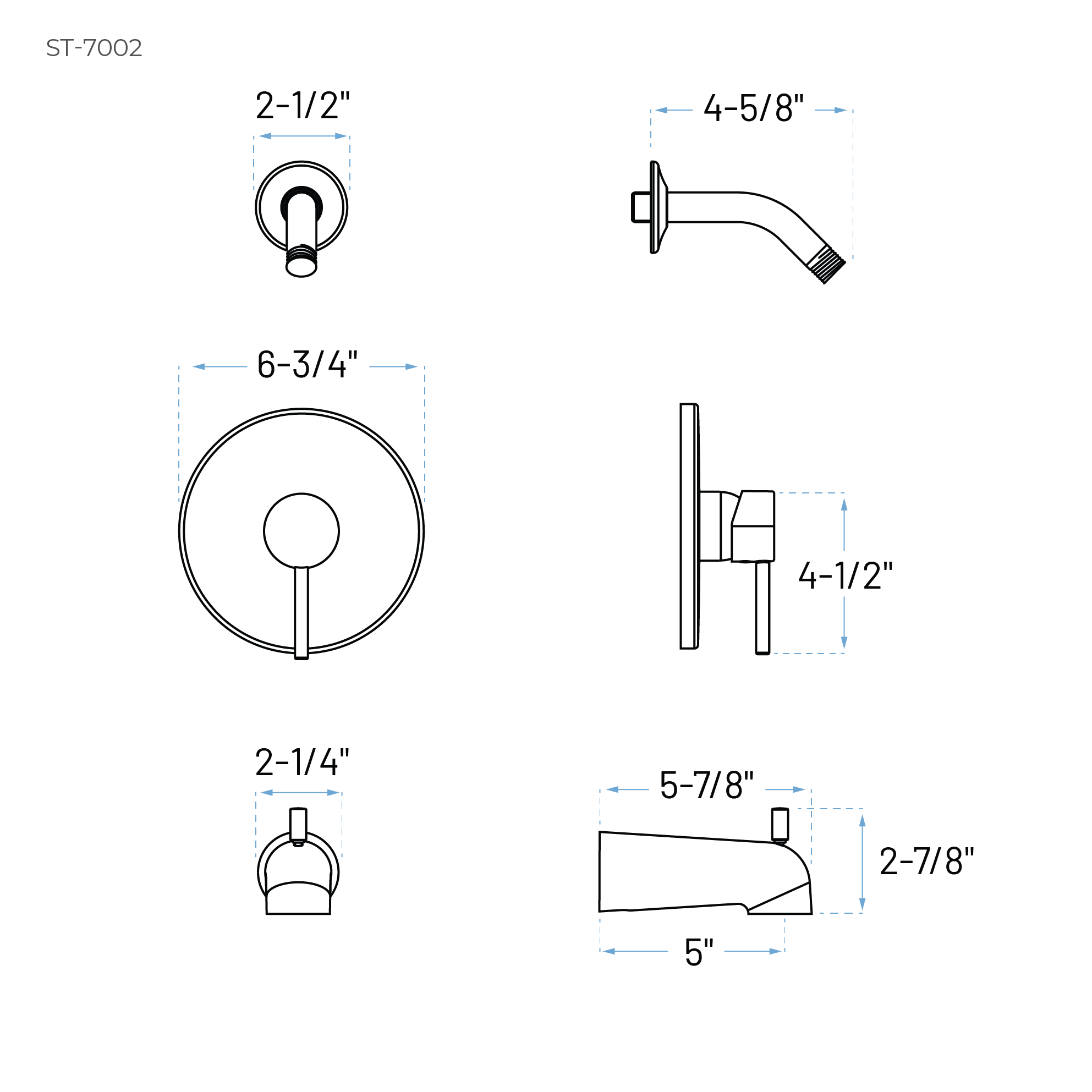 Serenica Chrome Single Handle Tub and Shower Faucet Trim Kit with Shower Head - Image 2