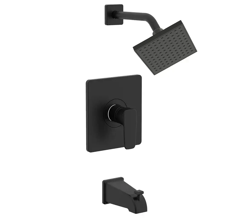Rainvera Matte Black Tub and Shower Faucet Trim Kit with Shower Head