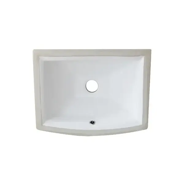 20-1/8" Rectangular Curved Front Porcelain Undermount Bathroom Sink in White
