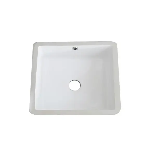 16 x 16" Square Porcelain Undermount Bathroom Sink with Overflow Drain in White